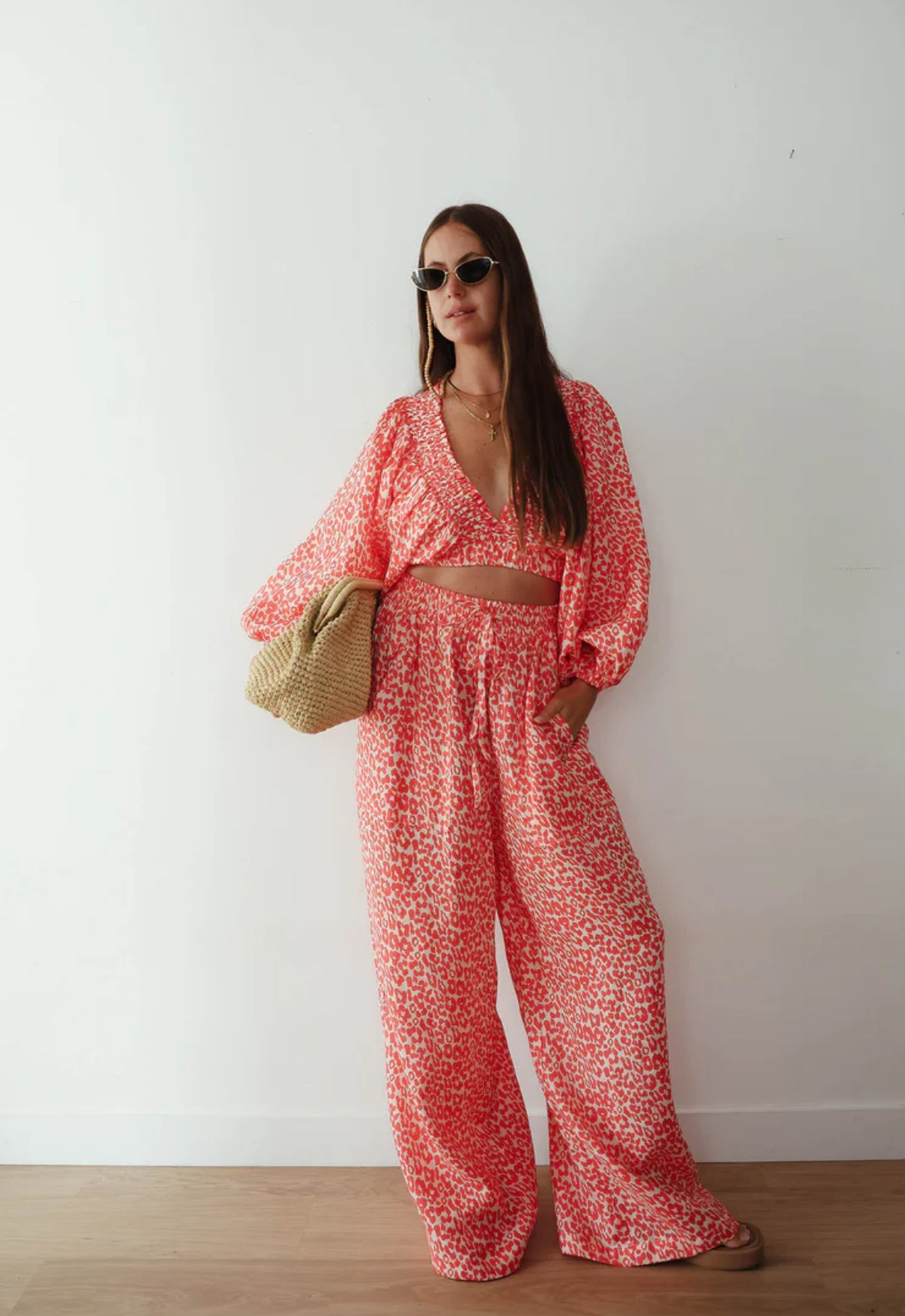 Juno Pant Coral Oat Leopard