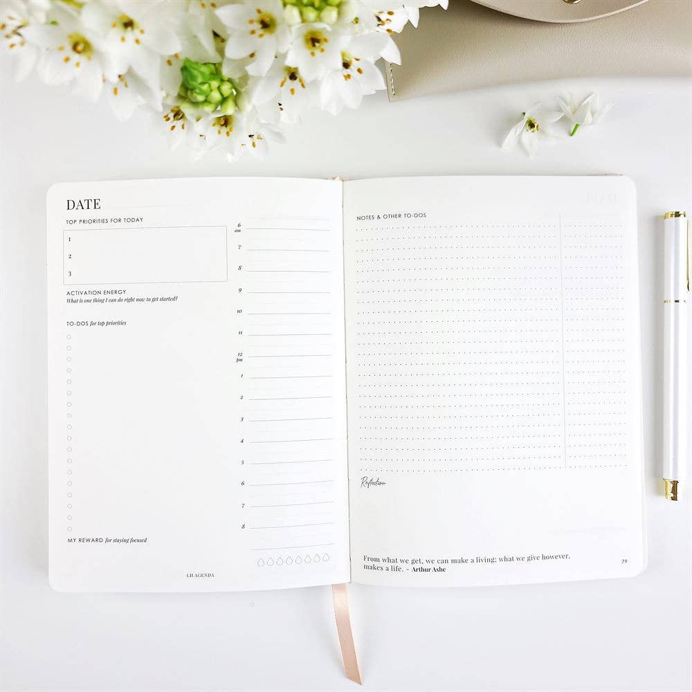 Day Organiser - White Marle - Prioritise What Matter (Daily)