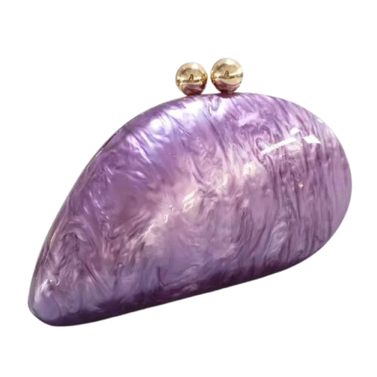 Retro Pearlised Acrylic Clutch, Lilac