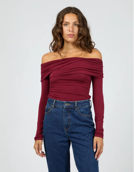 CROSS OVER LONG SLEEVE -Cherry