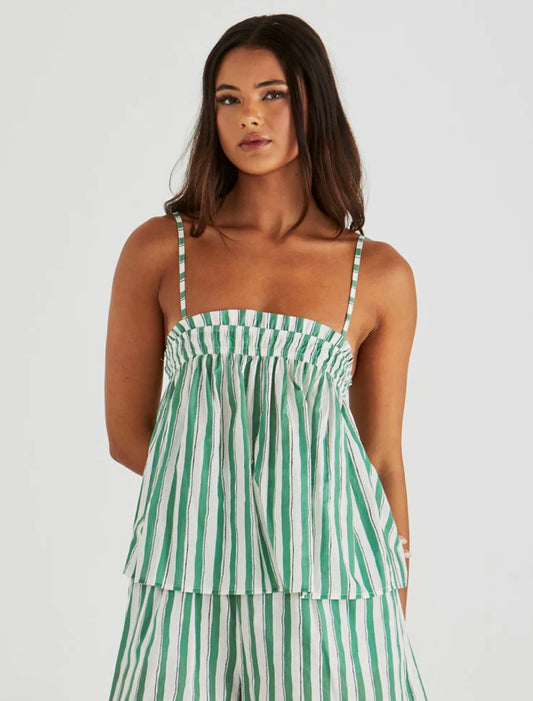 SERAPHINA CAMI - GREEN STRIPE