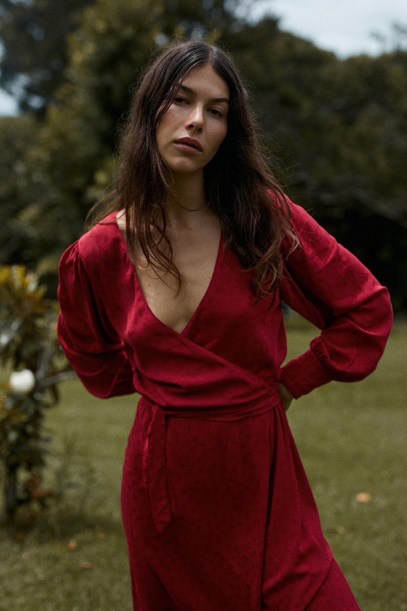 FOLKE WRAP DRESS - DARLINGTON FLORAL/CHERRY RED