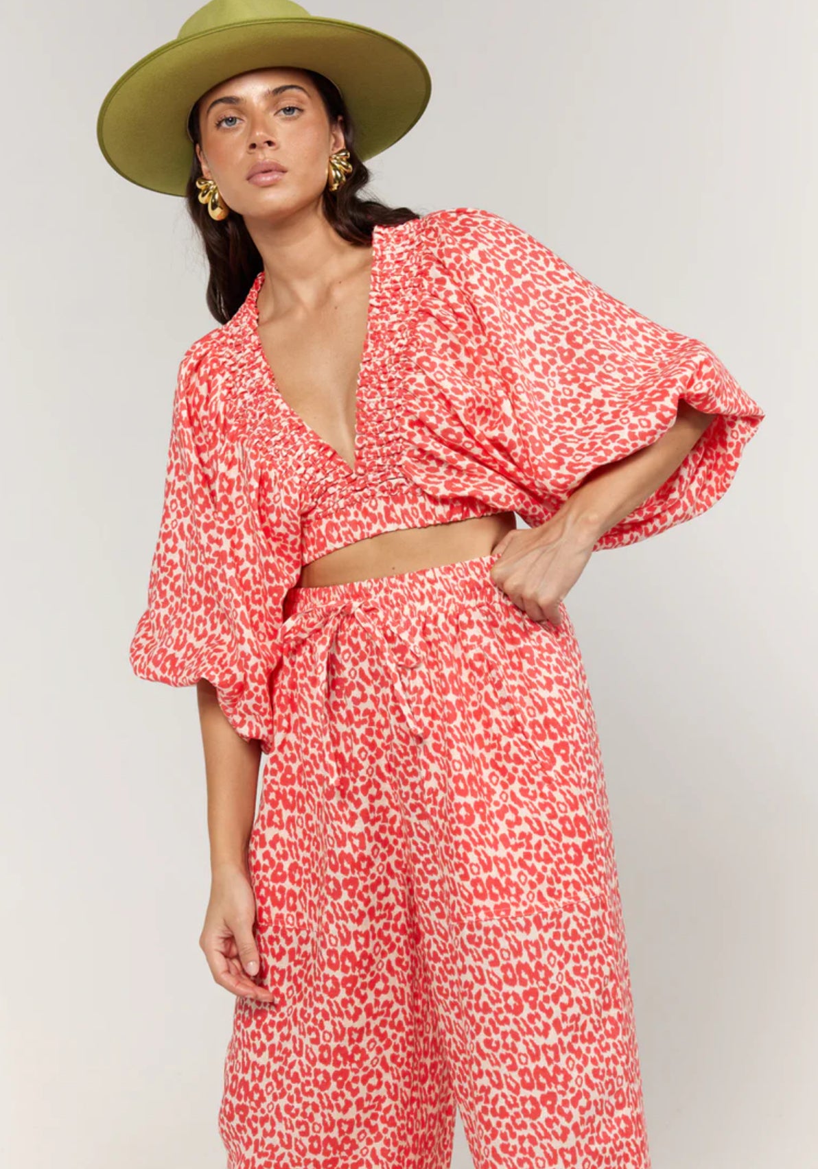 Juno Pant Coral Oat Leopard