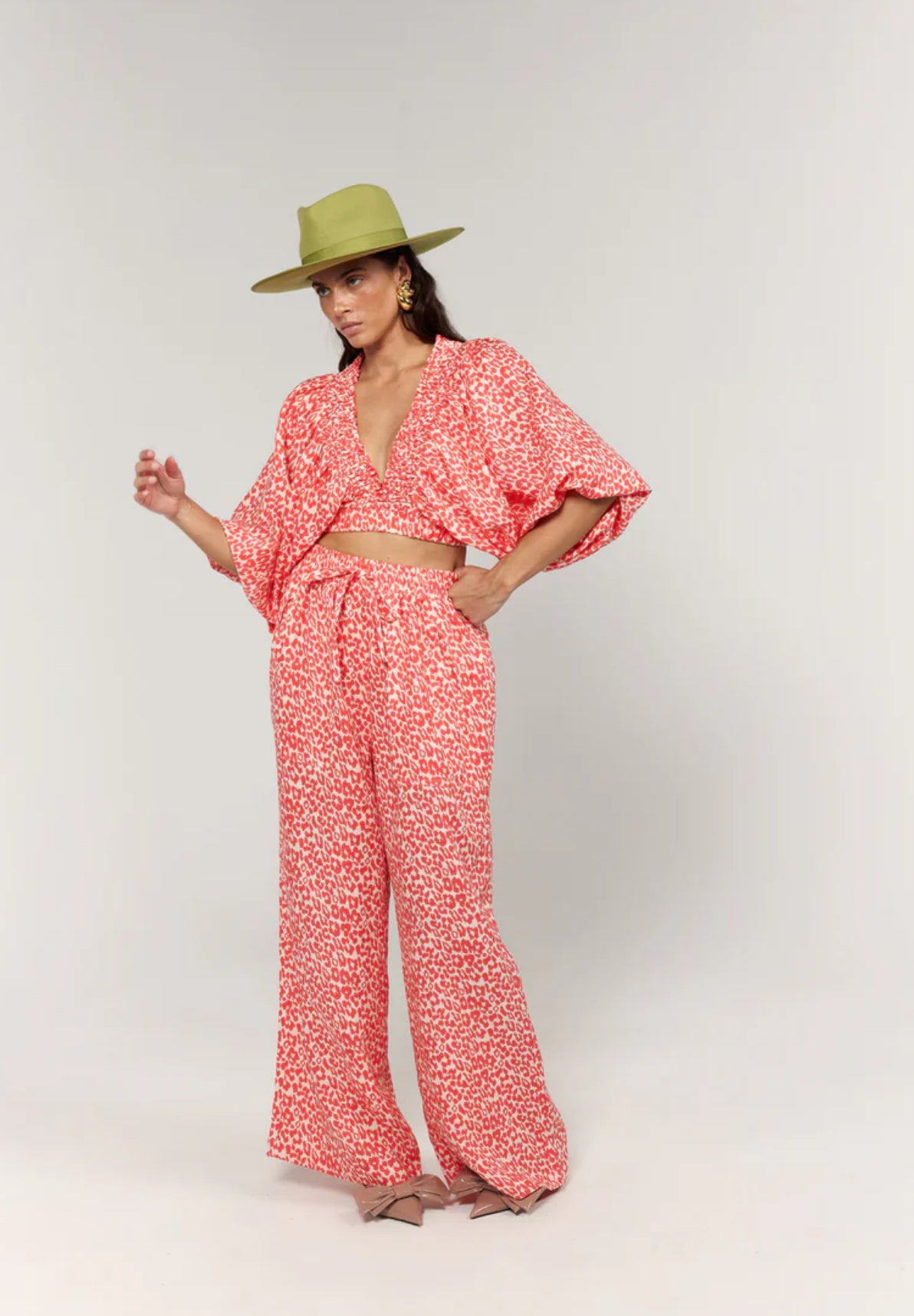 Juno Pant Coral Oat Leopard