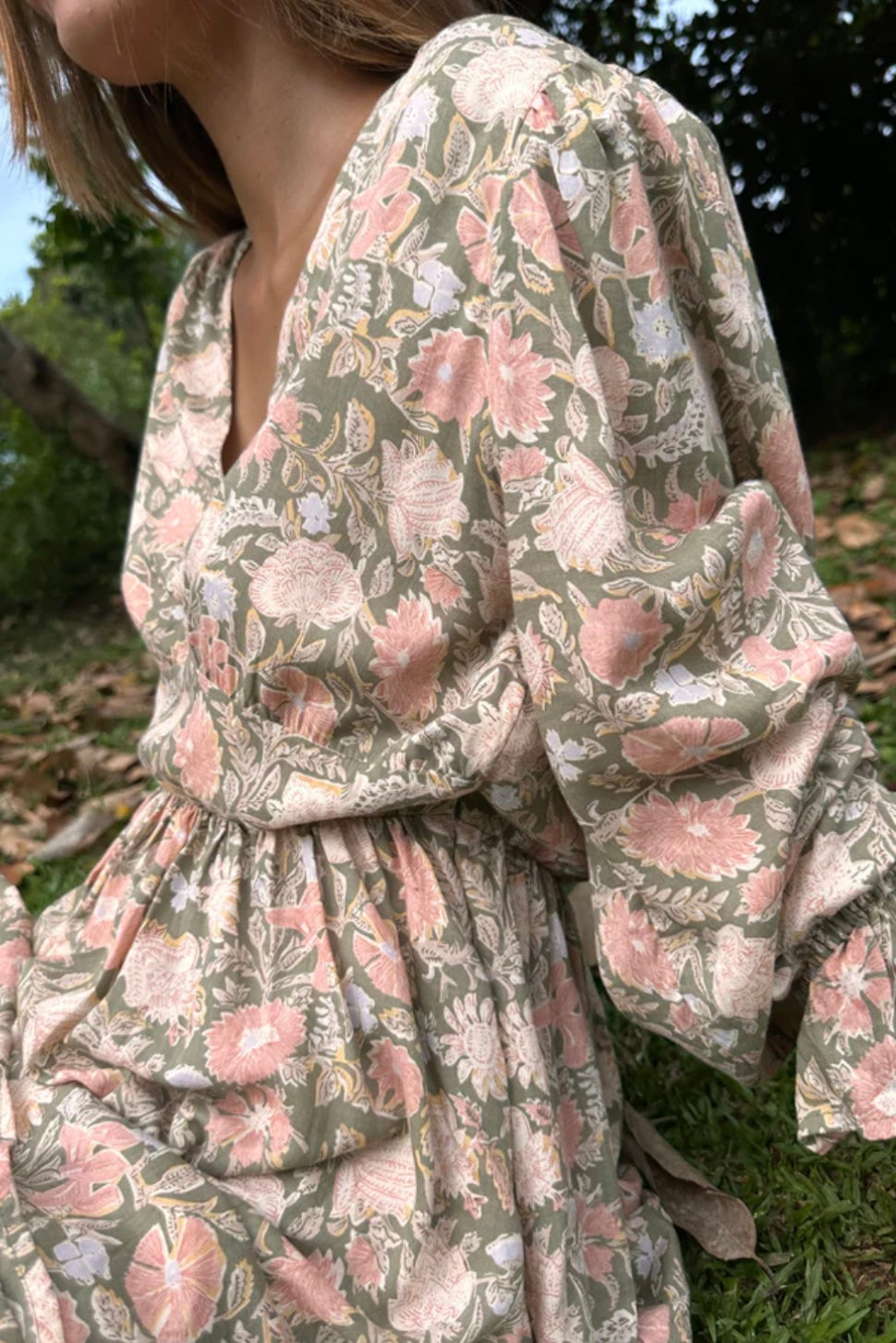 Regina Dress - Rajasthan Peach/Khaki