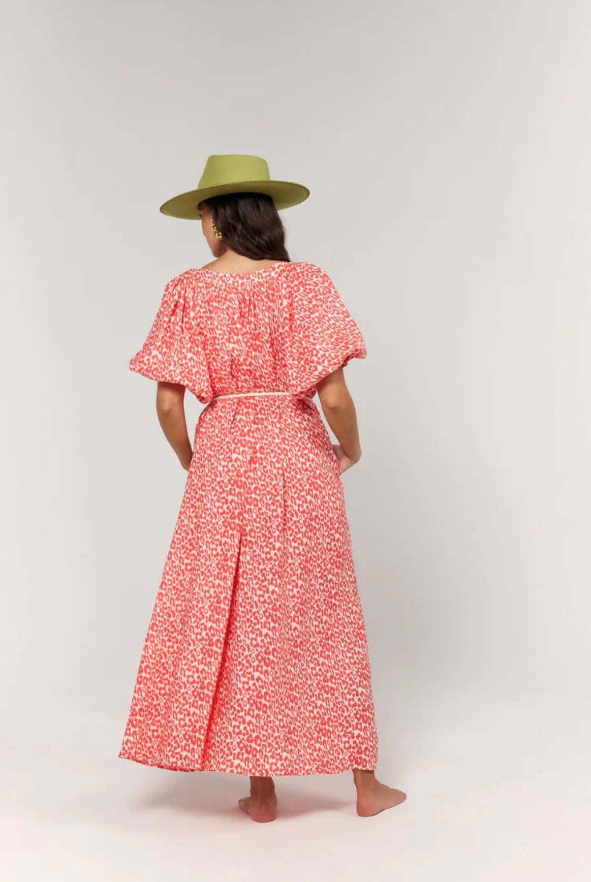 Camila Maxi Dress Coral Oat Leopard