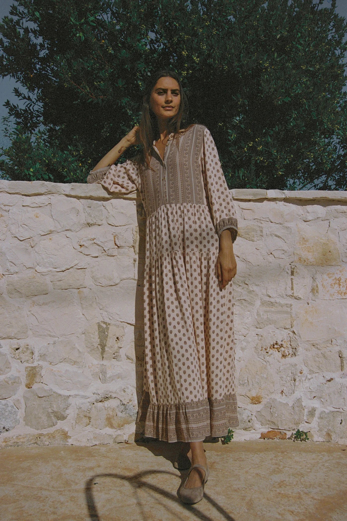 COTSWOLD DRESS - HIGHGROVE FOLK / BROWN PINK
