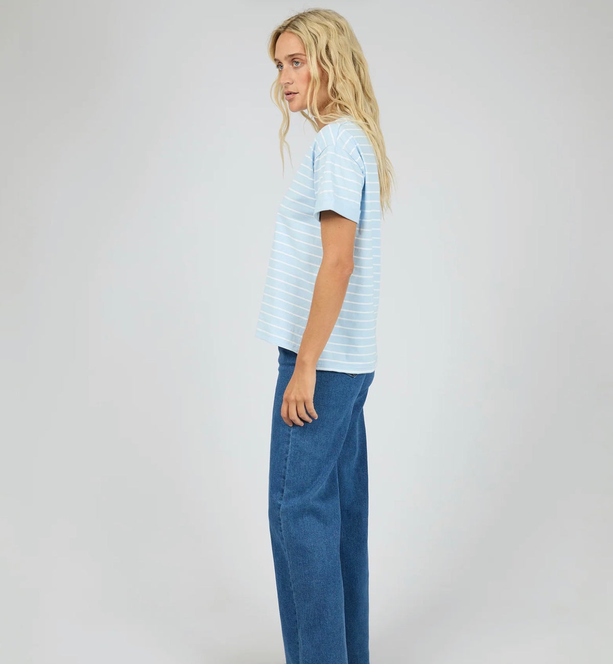 AAE WASHED STRIPE TEE OCEAN BLUE
