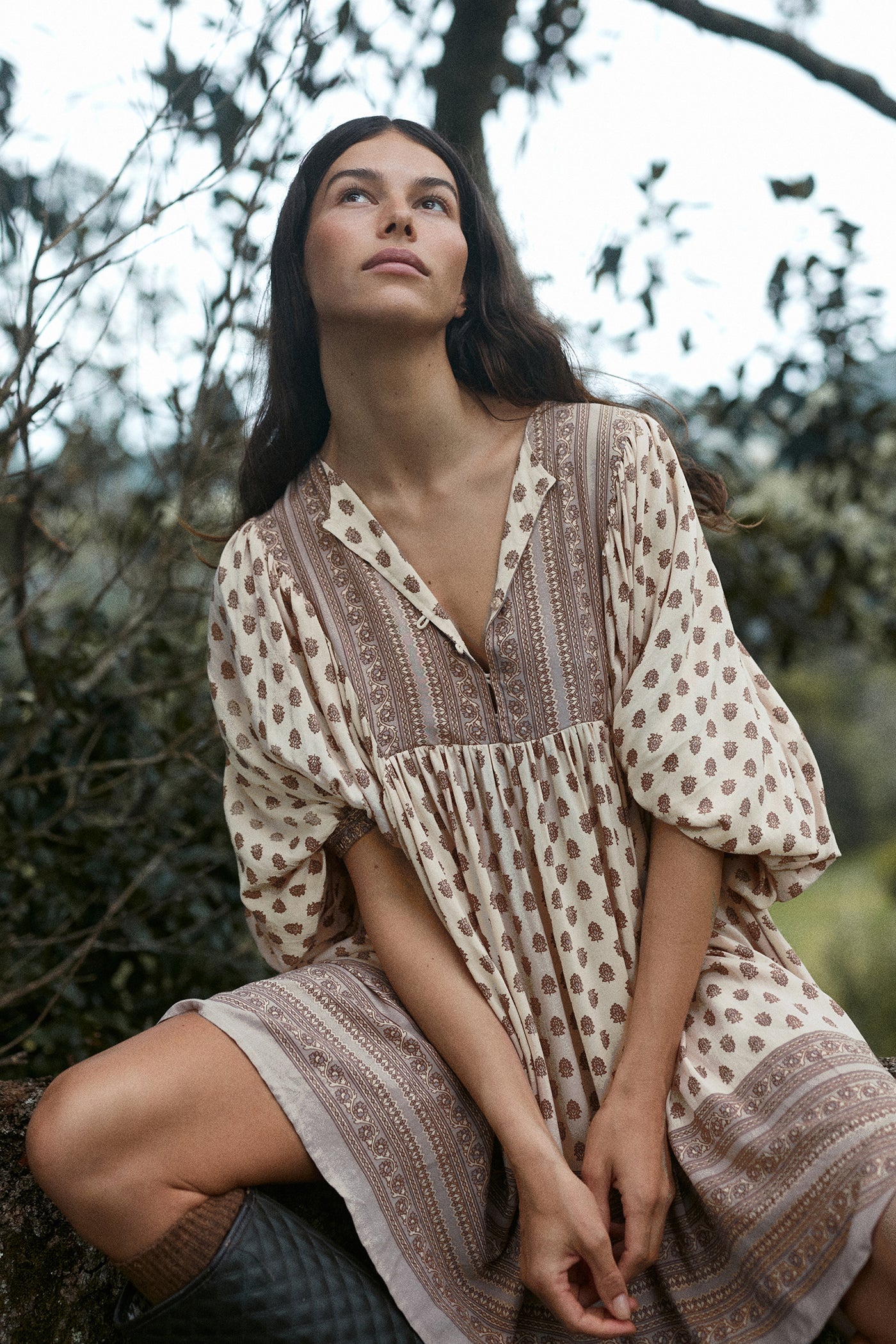 NOVEMBER MINI DRESS - HIGHGROVE FOLK / BROWN PINK