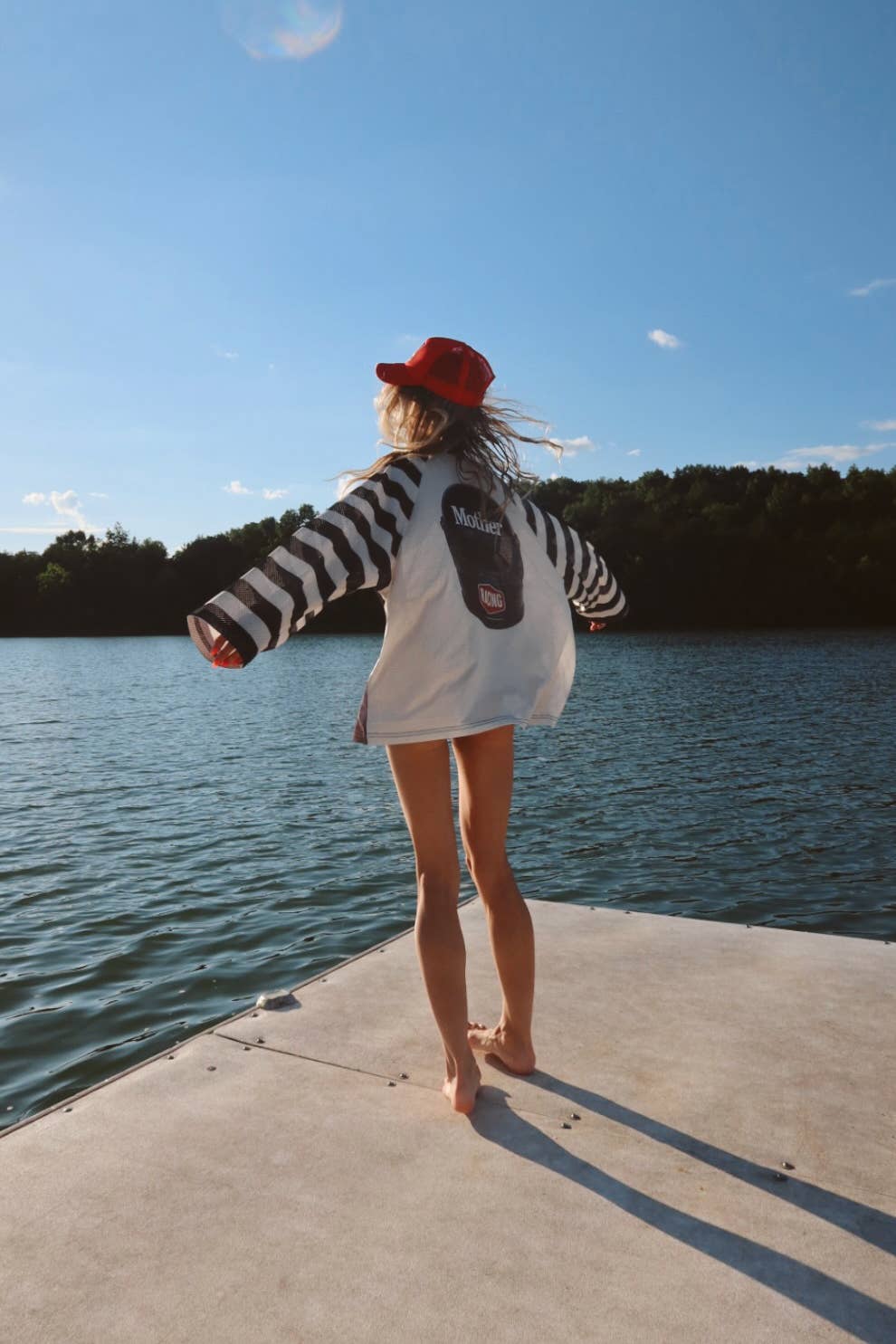 Mother Racing Striped Mesh