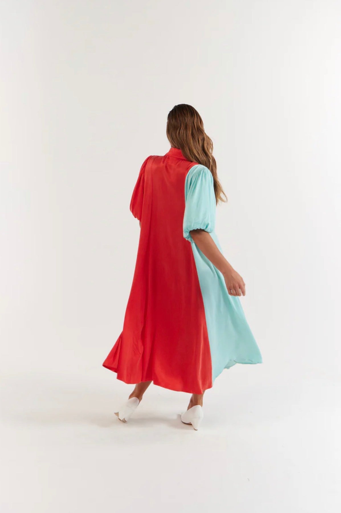 Peyton Midi Dress Tangerine Aqua