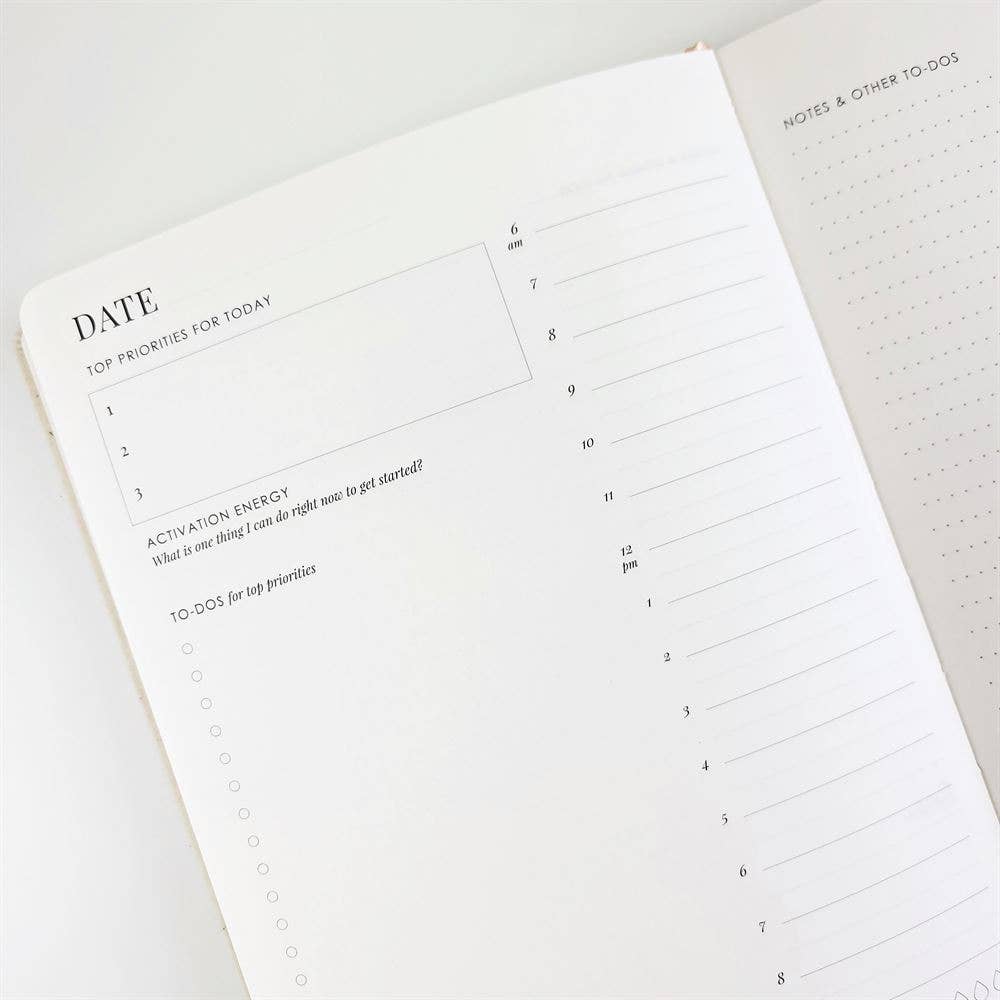 Day Organiser - White Marle - Prioritise What Matter (Daily)