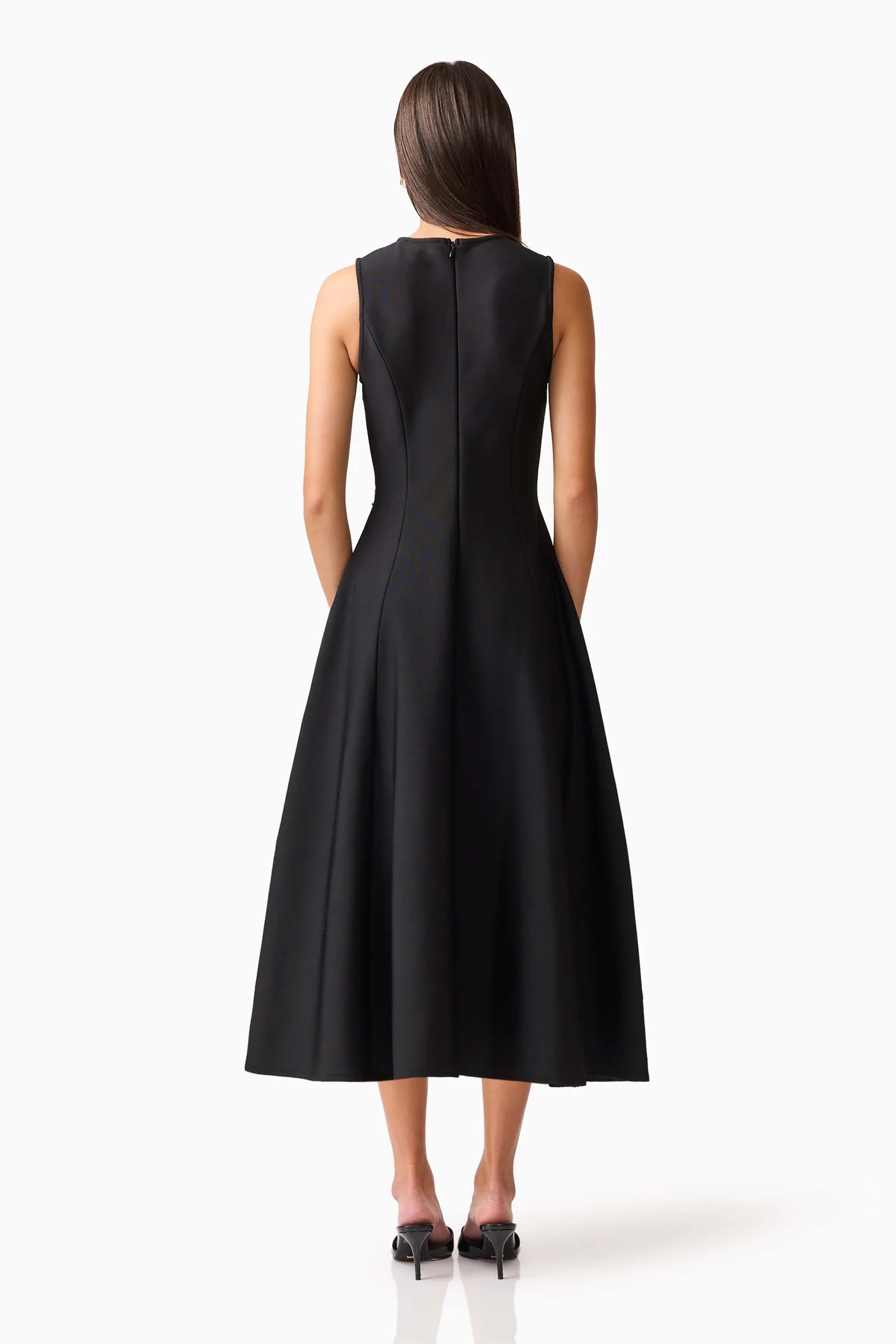 Soleil A-Line Midi Dress - Black