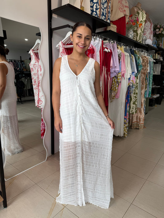 Camy Maxi Smock Dress - White