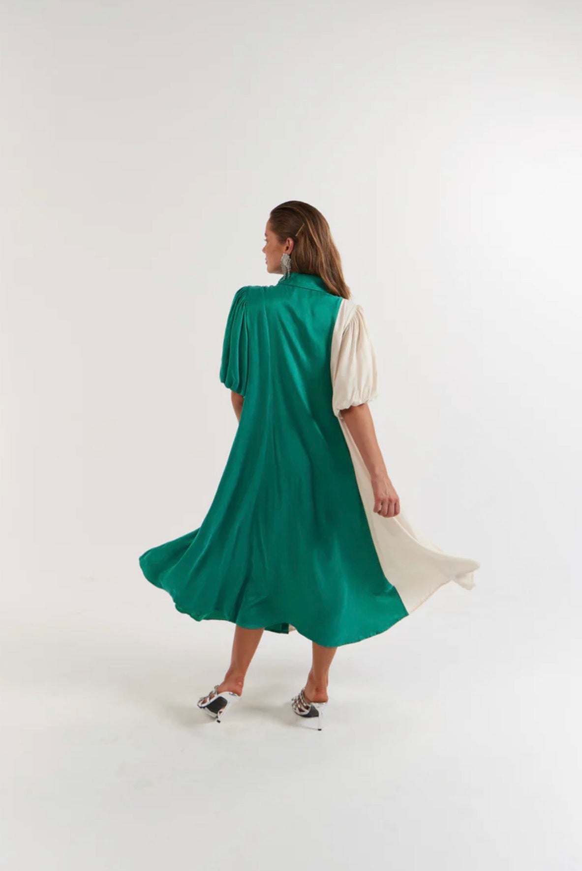 Peyton Midi Dress Emerald Ivory