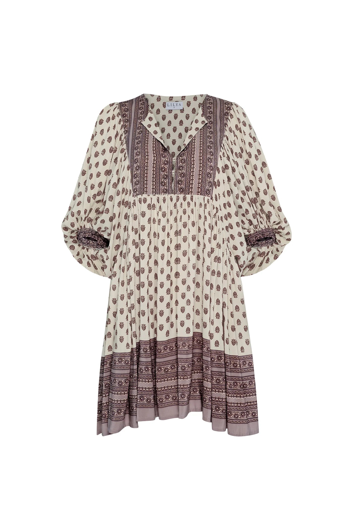 NOVEMBER MINI DRESS - HIGHGROVE FOLK / BROWN PINK