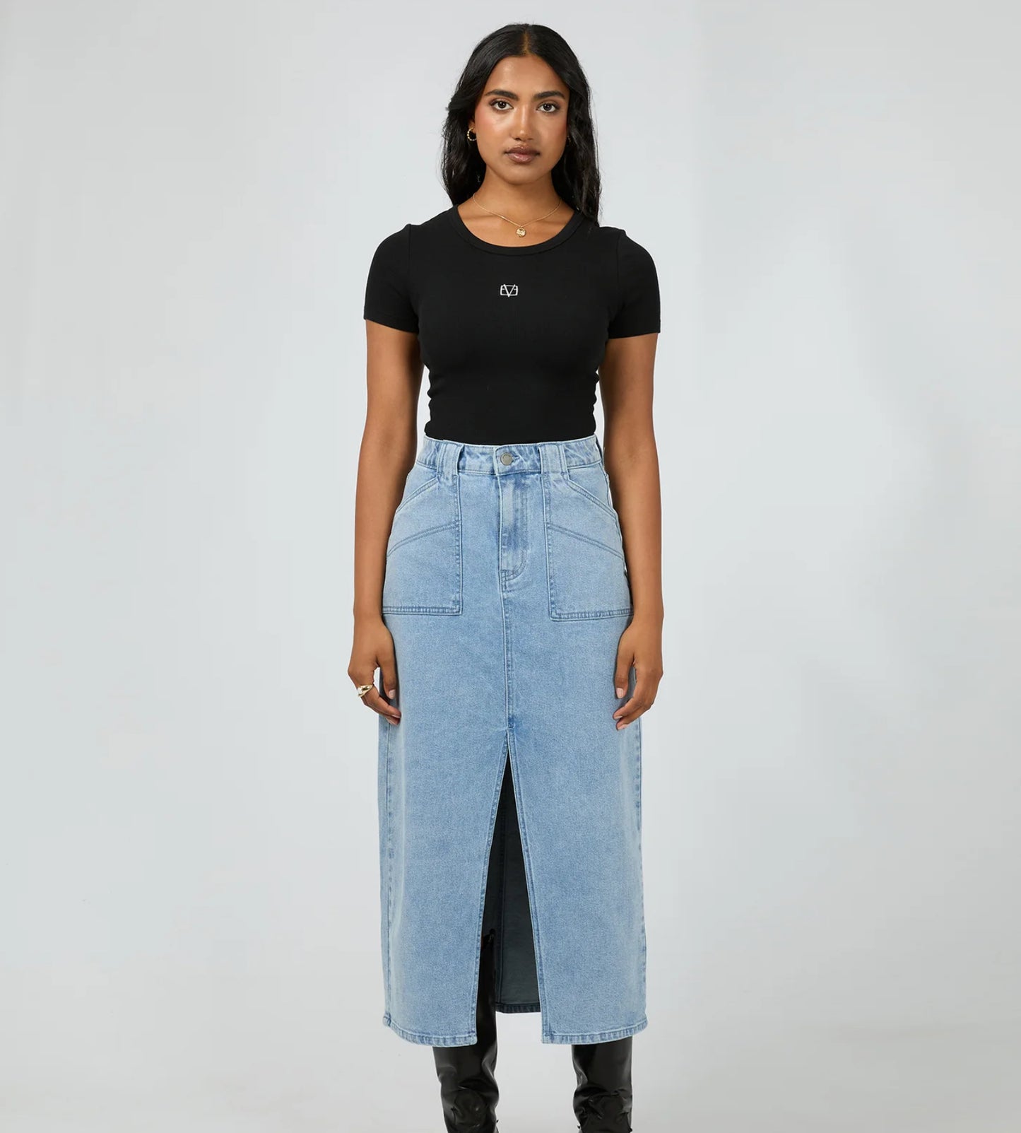 BECCA MAXI SKIRT LIGHT BLUE