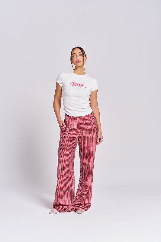 POMEGRANATE LINEN PANTS