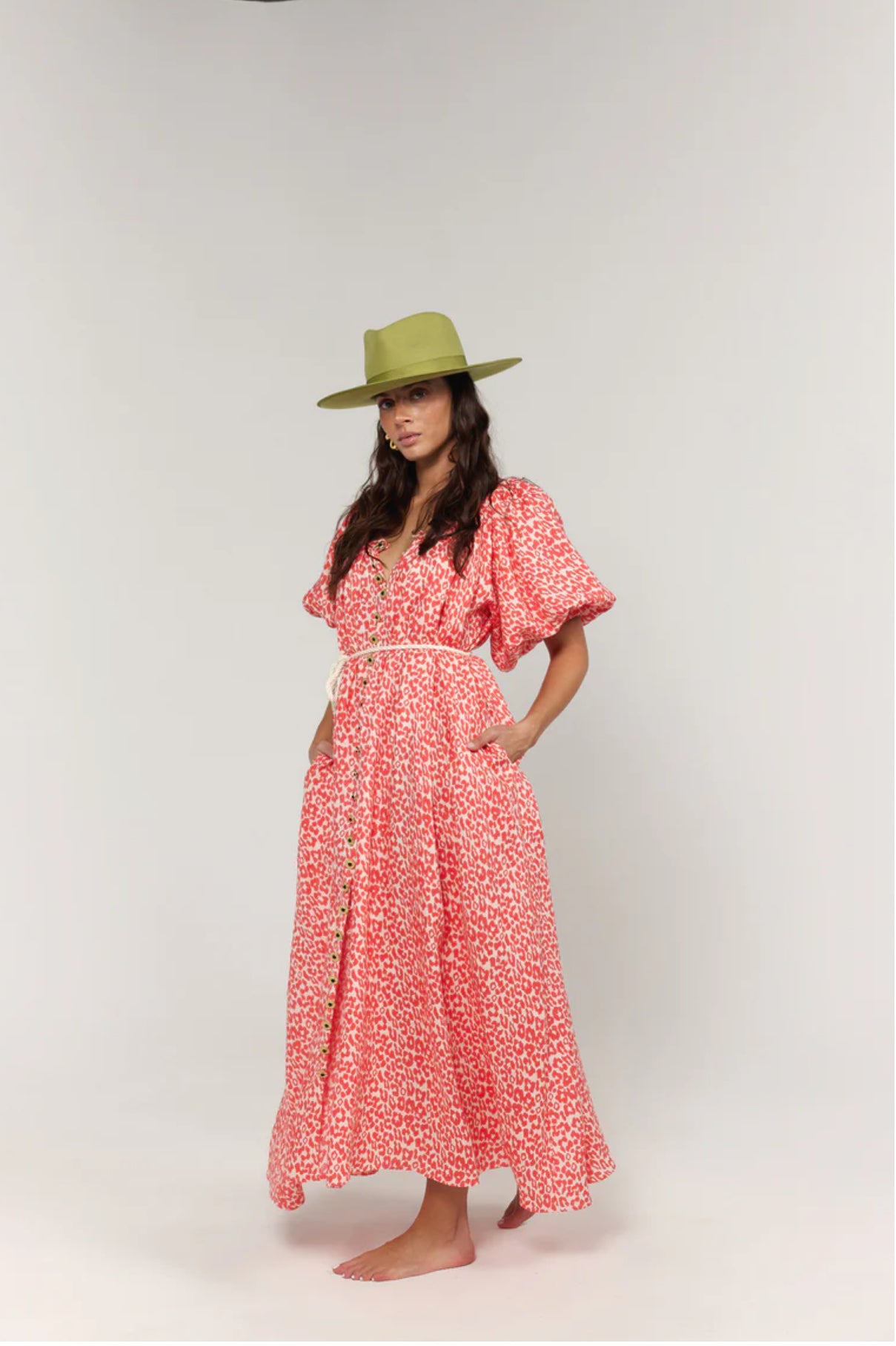 Camila Maxi Dress Coral Oat Leopard