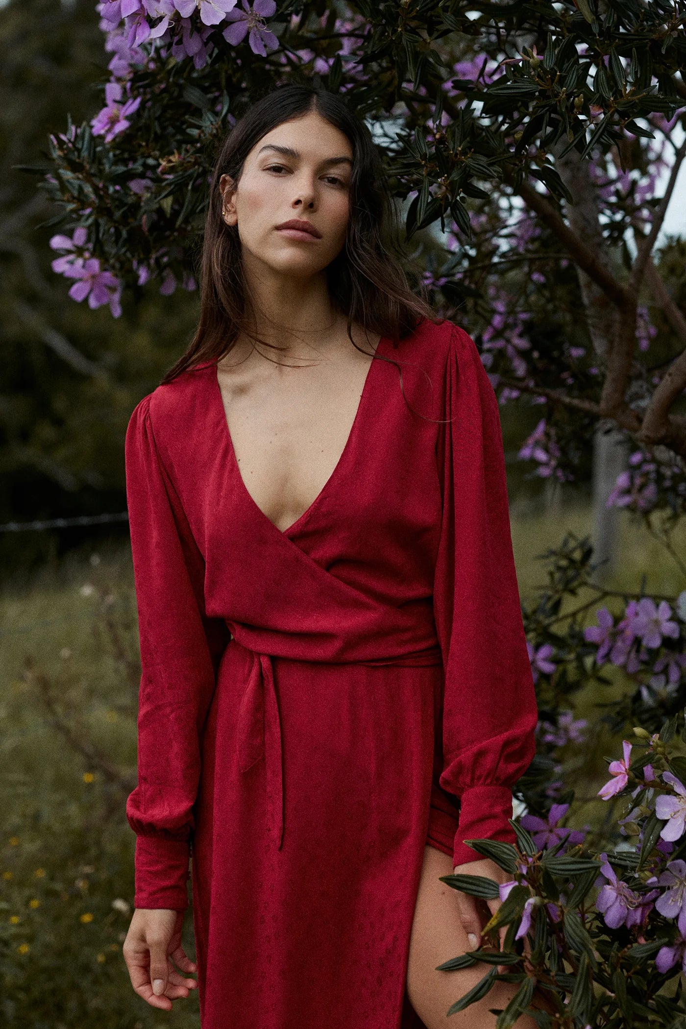 FOLKE WRAP DRESS - DARLINGTON FLORAL/CHERRY RED