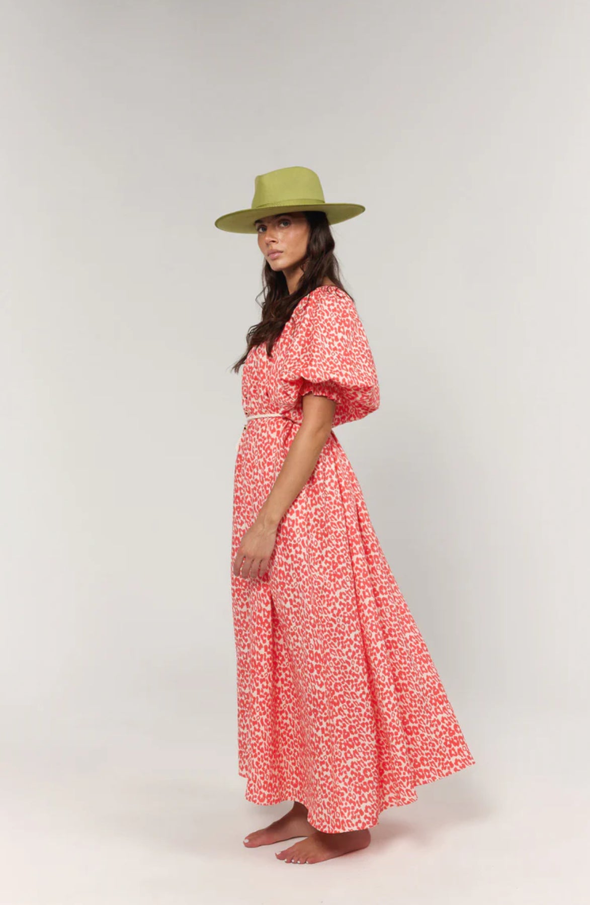Camila Maxi Dress Coral Oat Leopard