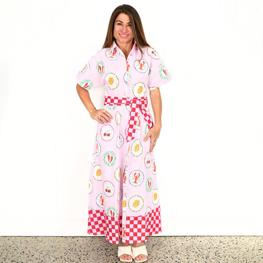 Willow Short Sleeve Maxi Dress - Bon Appetit Print