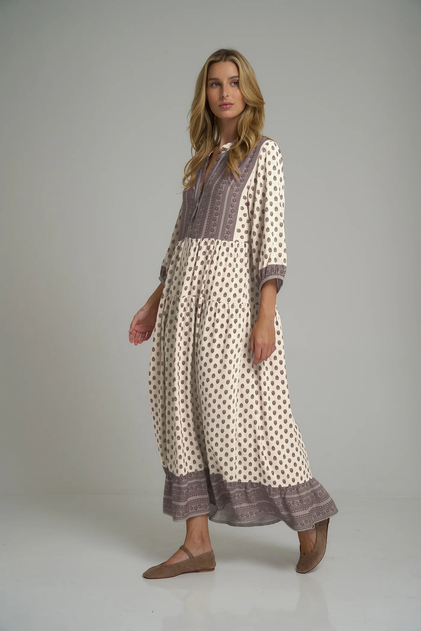 COTSWOLD DRESS - HIGHGROVE FOLK / BROWN PINK