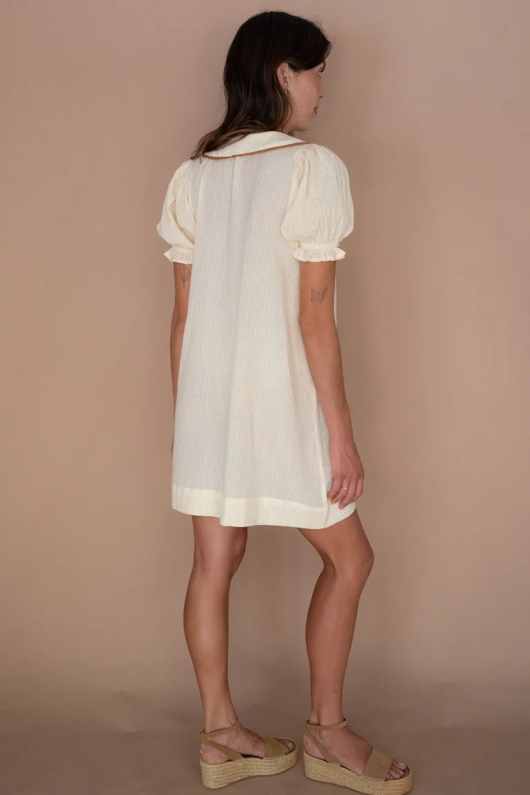 GABBY COLLARED MINI DRESS - CREAM