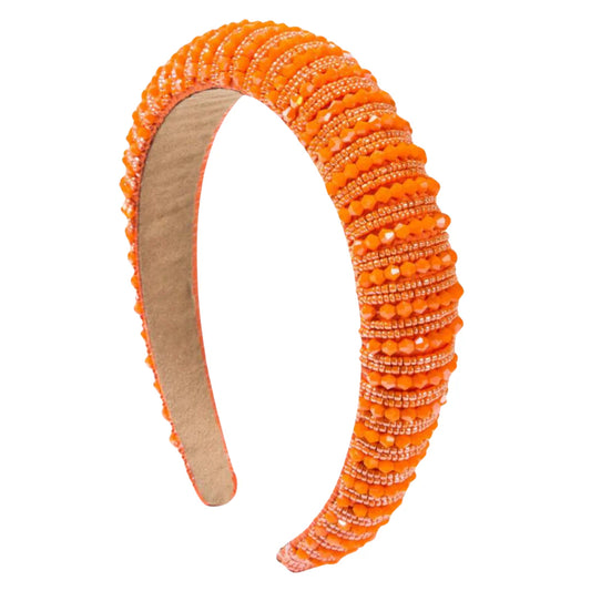 Julia Orange Beaded Headband