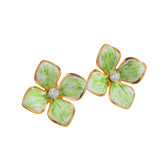 Maggie Lime Enamel Flower Stud Earrings