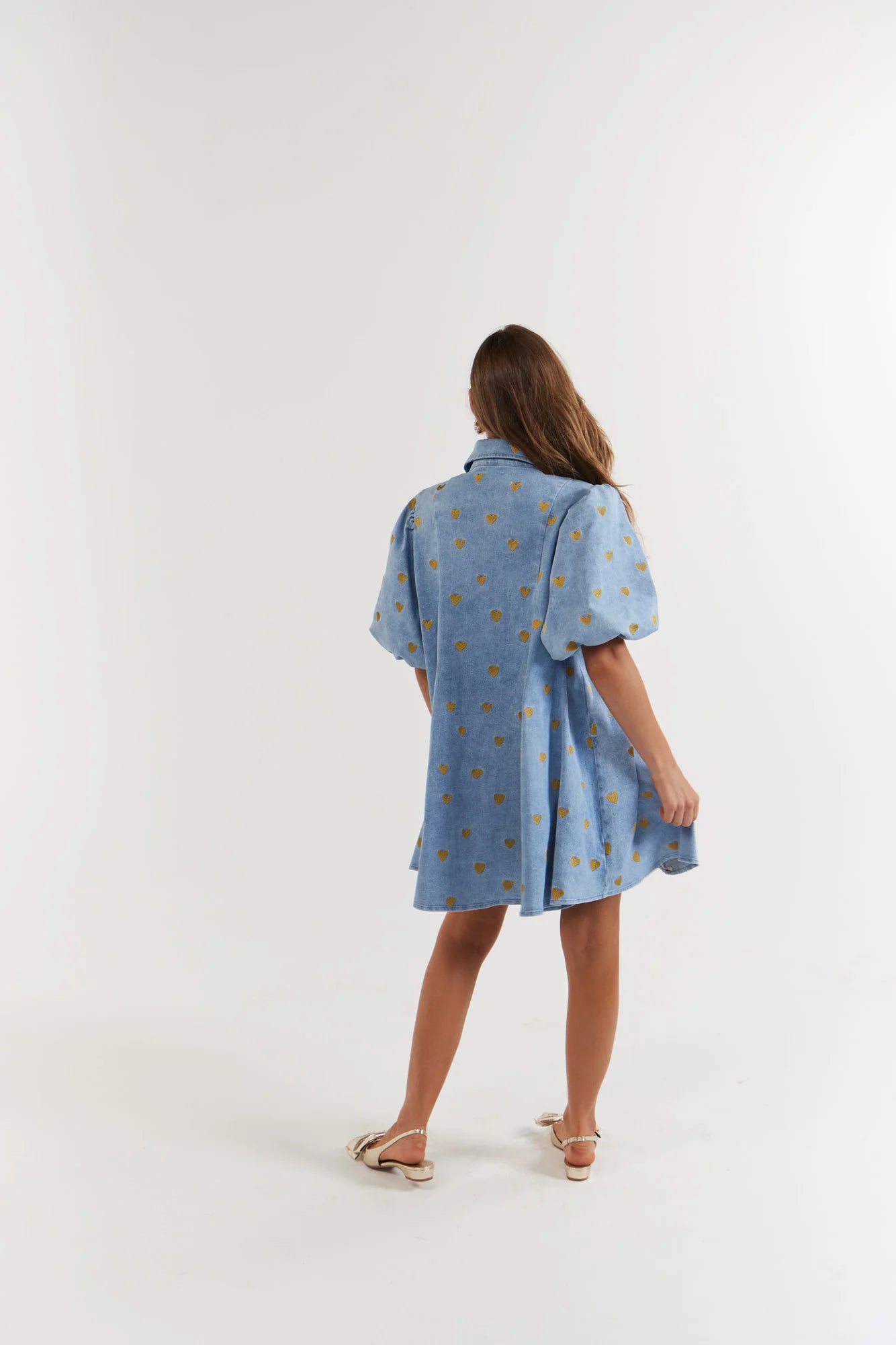 Peyton Mini Dress - Denim Hearts