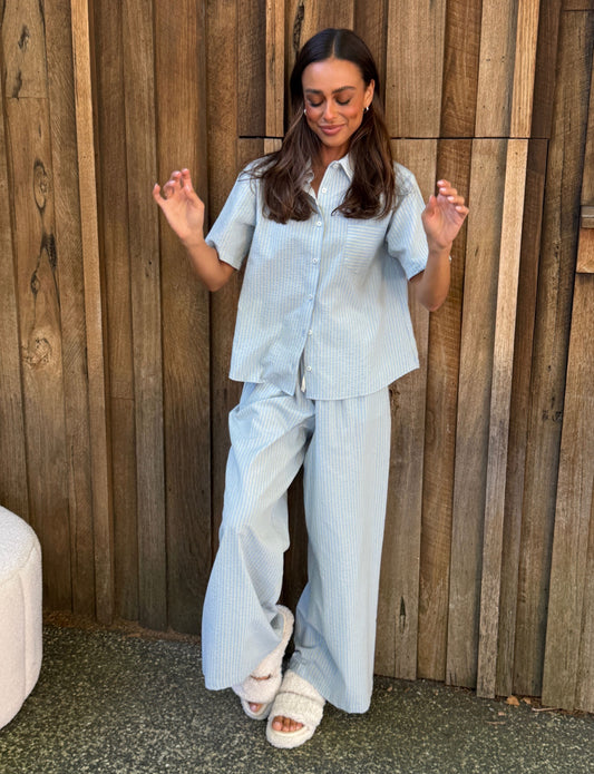 Simmy PJ Set - Blue Green Stripe