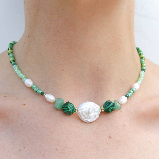 Malachite Pearl Necklace