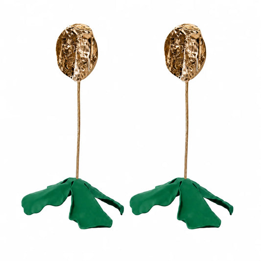 ESTELLE Statement Floral Earrings - Green
