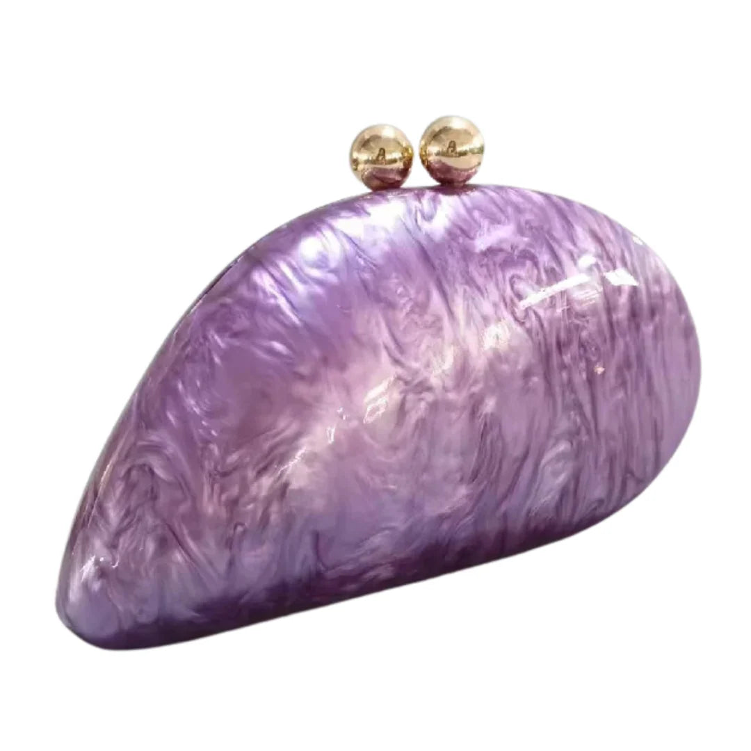 Retro Pearlised Acrylic Clutch, Lilac