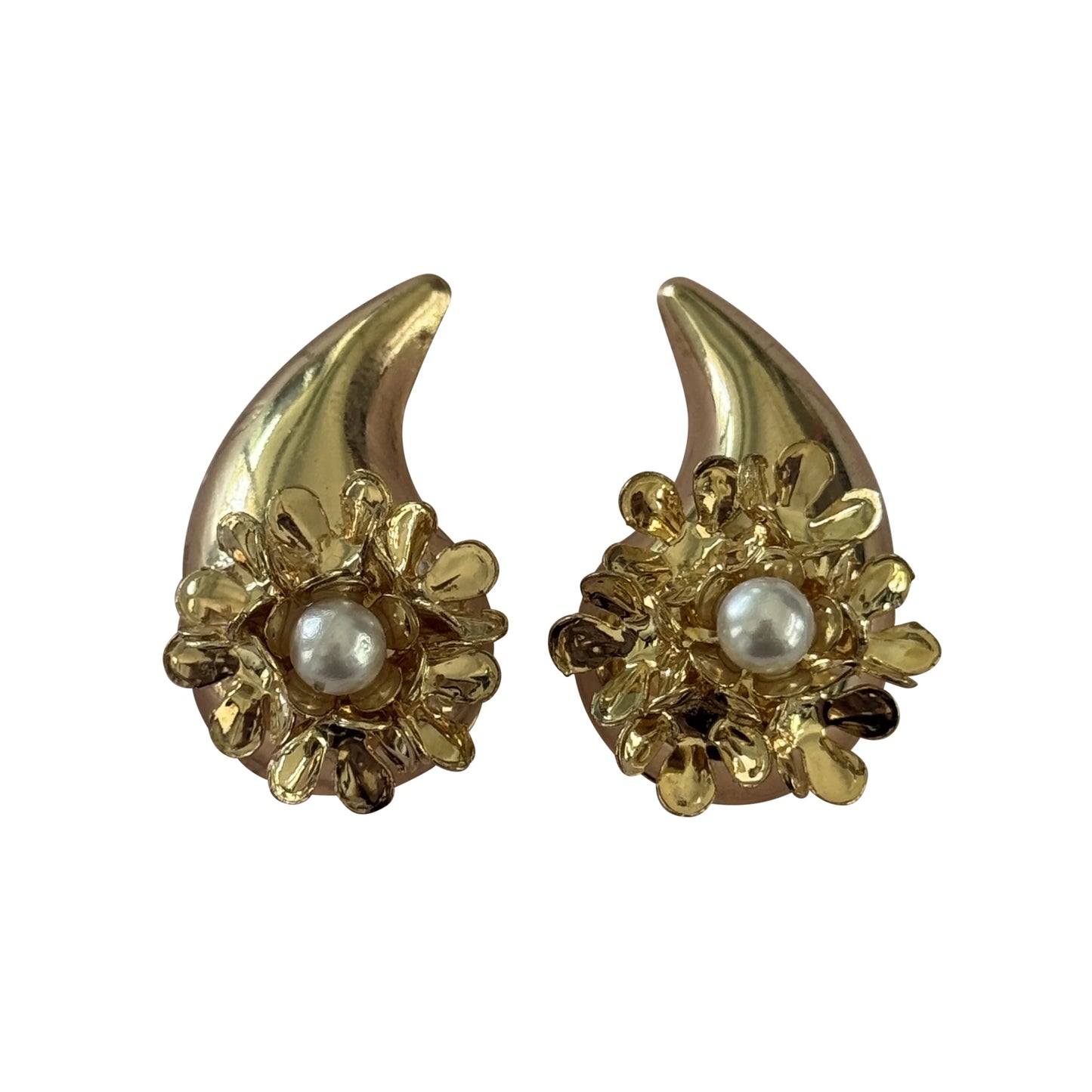 Ree Teardrop Gold Floral Earrings