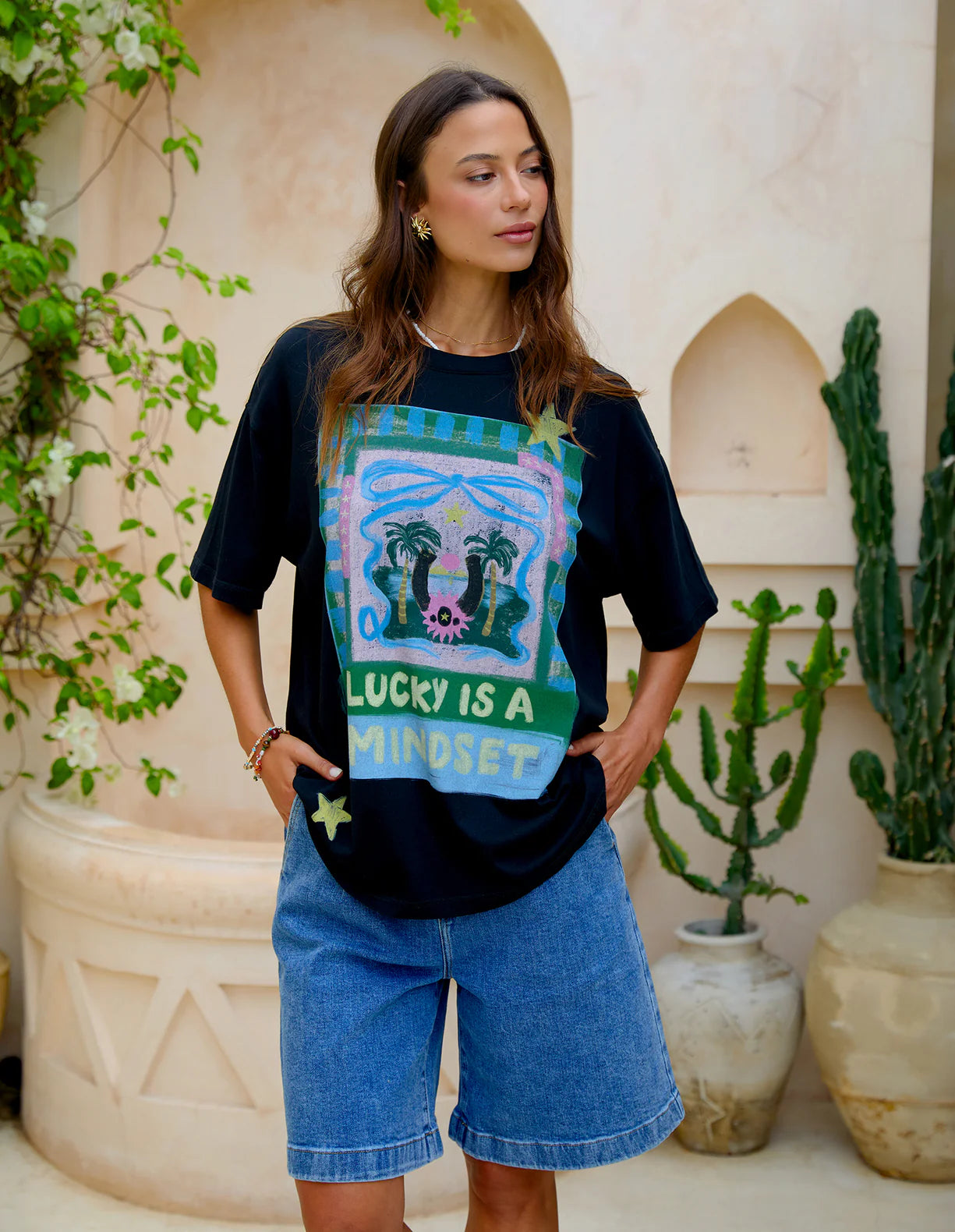 Lucky Star Tee Washed Black