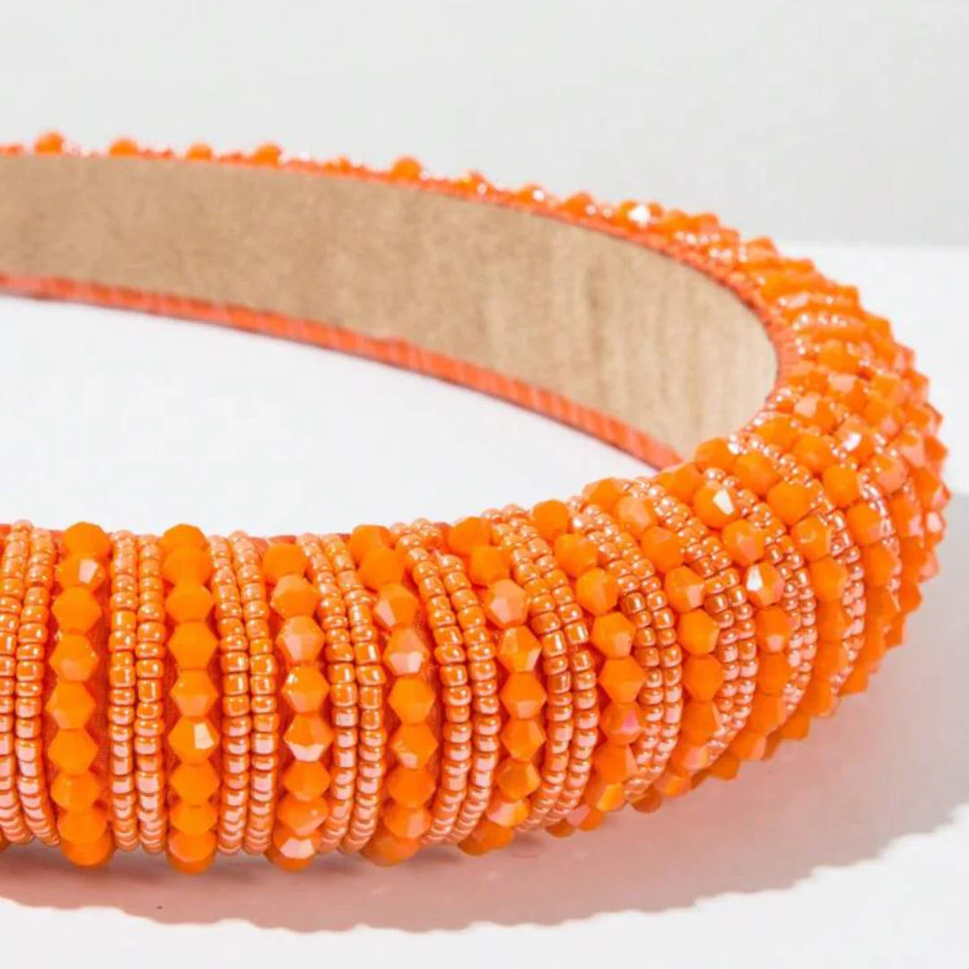 Julia Orange Beaded Headband