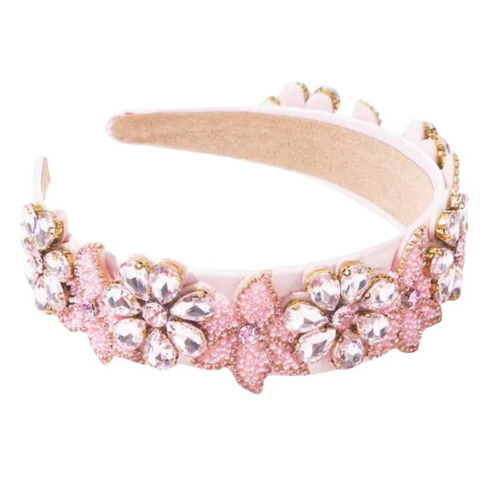 Cecilia Soft Pink Beaded Headband