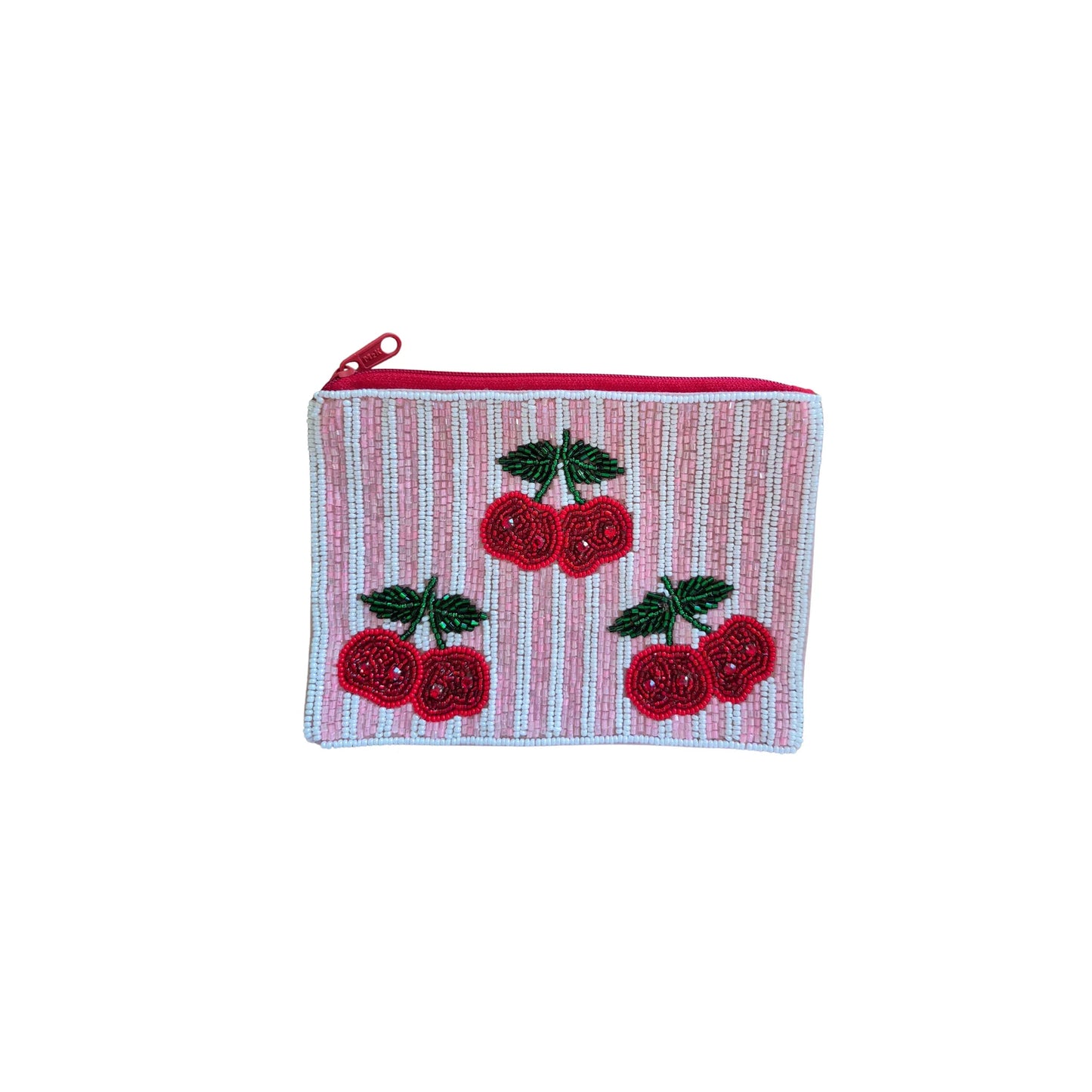 CHERRIES BEADED POUCH