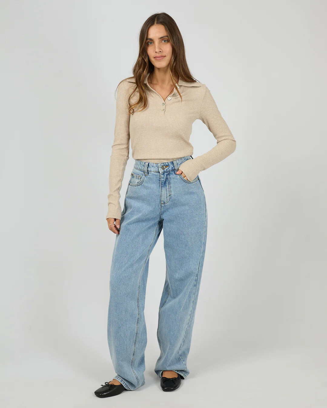 ARIA KNIT LONG SLEEVE TOP OAT