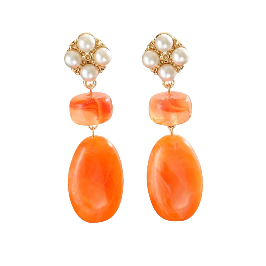 Eva Resin Drop Earrings, Orange