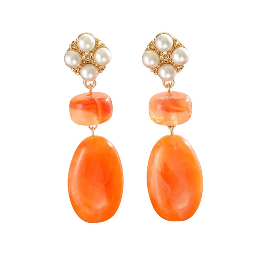 Eva Resin Drop Earrings, Orange