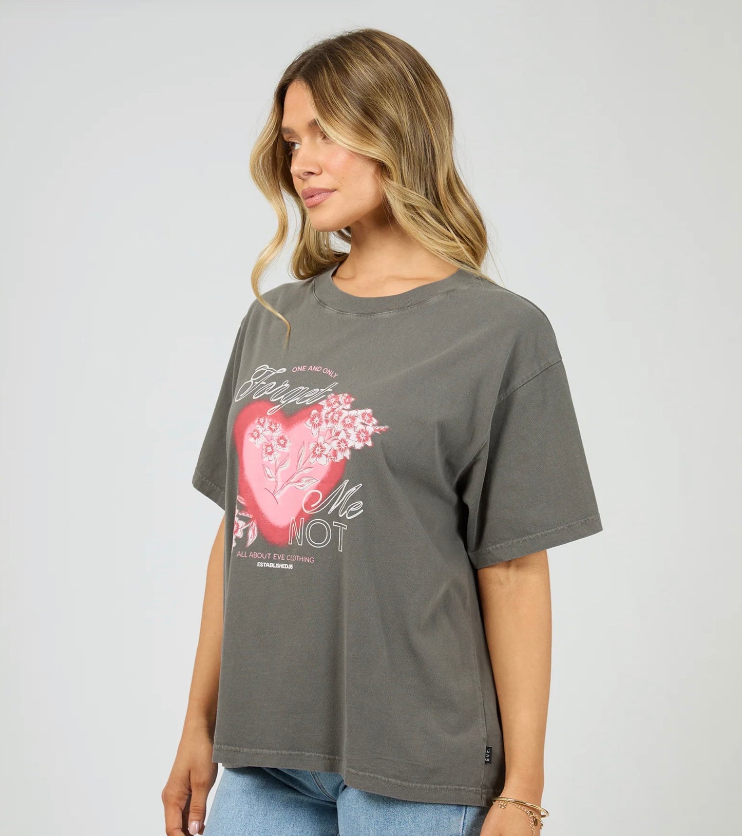 FORGET ME NOT BOX TEE CHARCOAL
