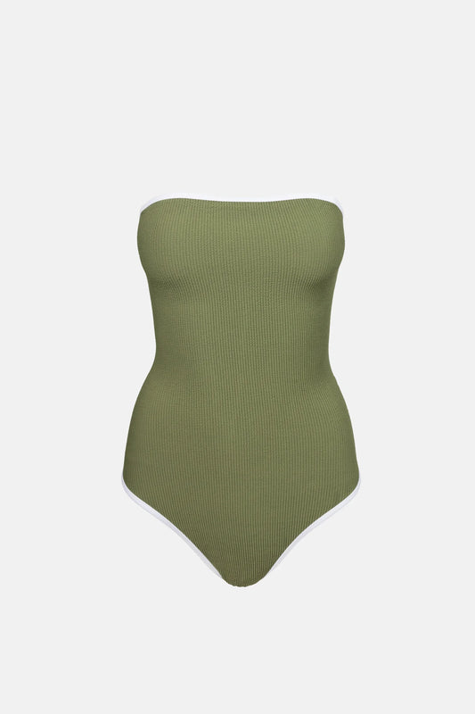 Essential Rib Contrast One Piece - Olive