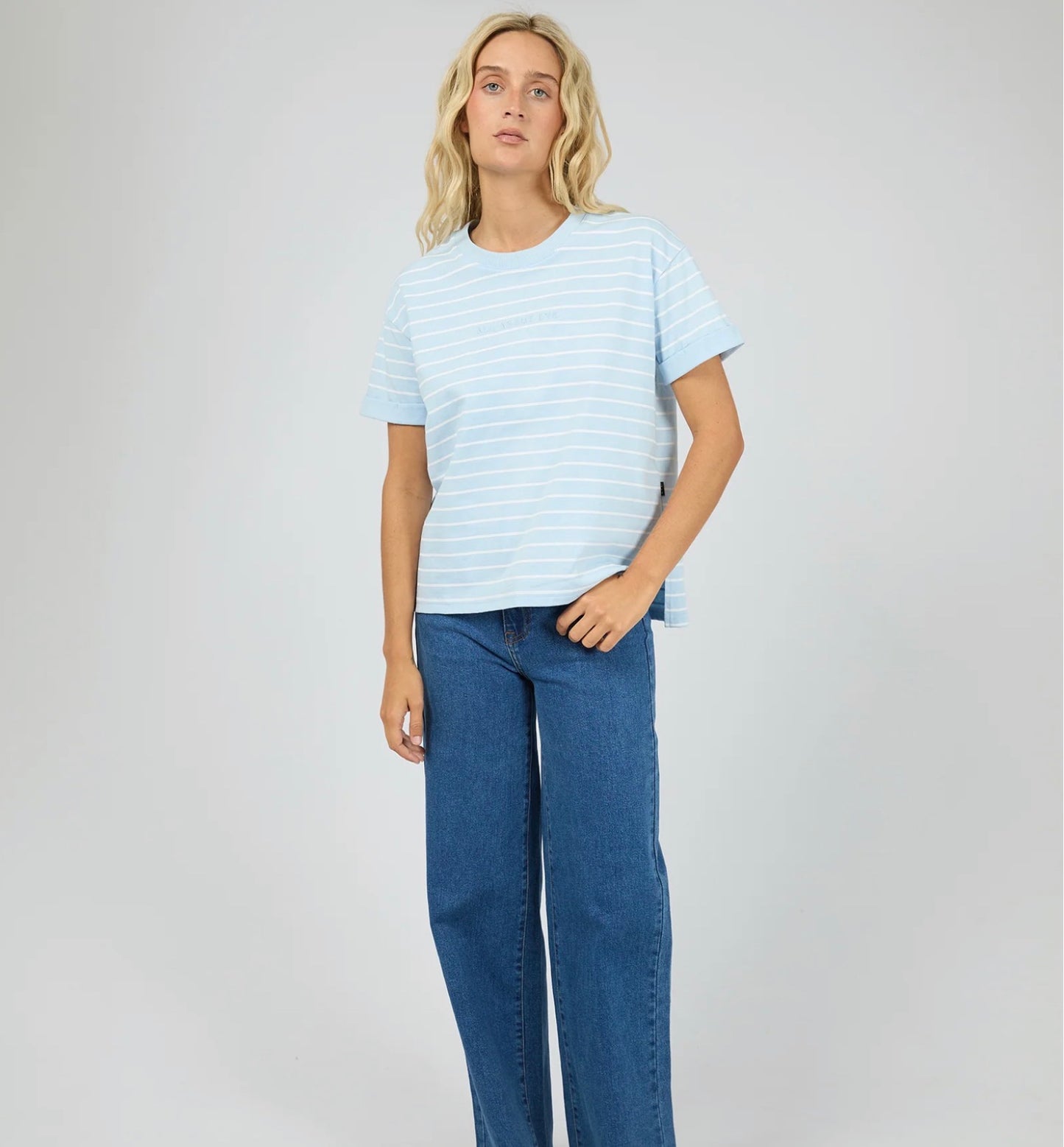 AAE WASHED STRIPE TEE OCEAN BLUE