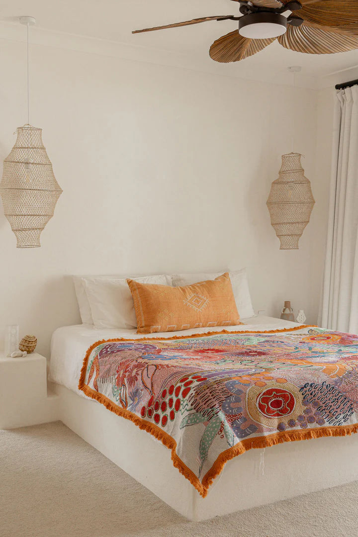 Flowers Along The River Indigenous Art Throw Rug By Dustin Koa