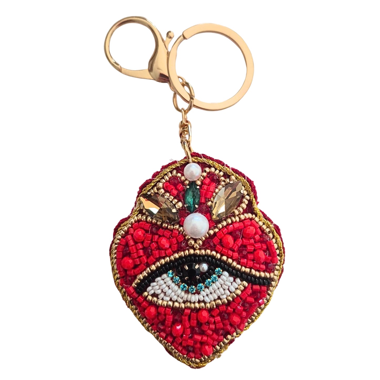 BEADED KEYCHAIN - Red