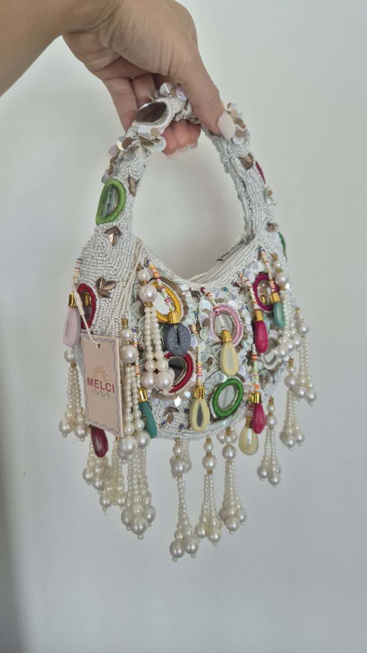 Handbag Multi Mirror Beaded Grab Bag