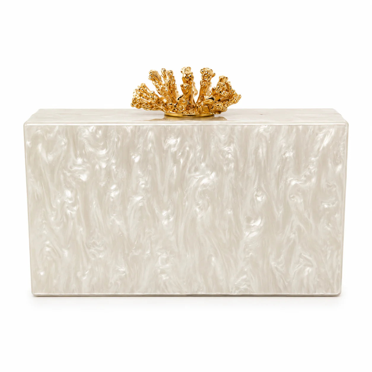 Acrylic Clutch - White with Gold Coral Top